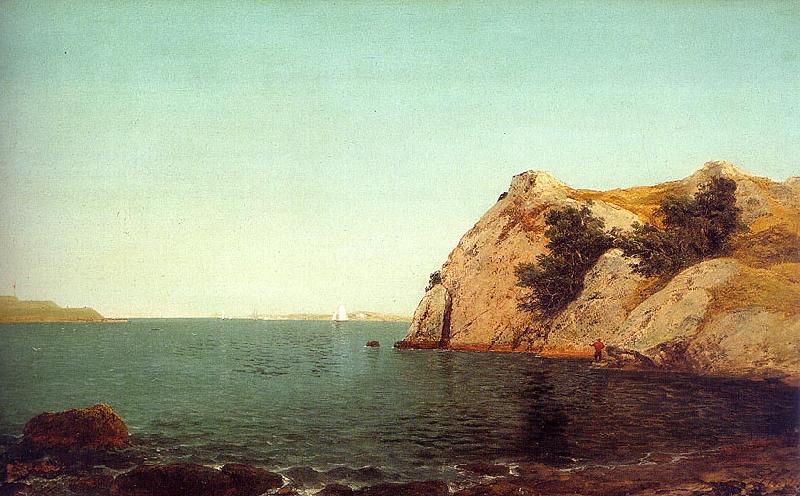 John Kensett Beacon Rock at Newport Harbor France oil painting art